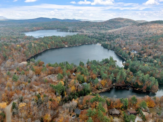 aerial view with a water and mountain view