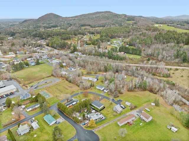 aerial view with a mountain view