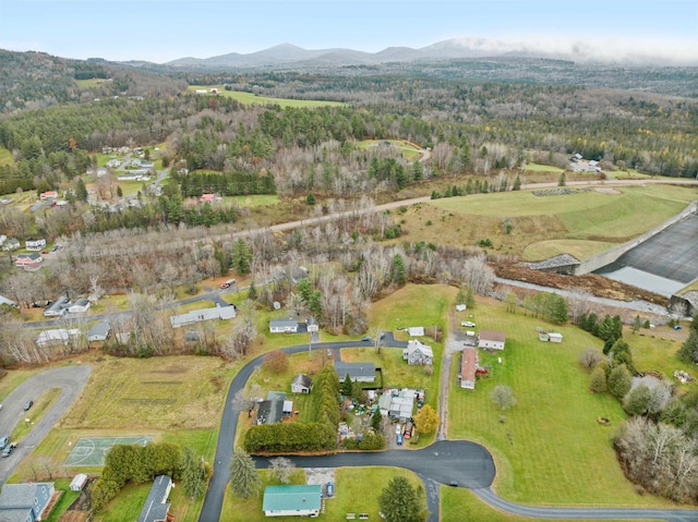 aerial view with a mountain view