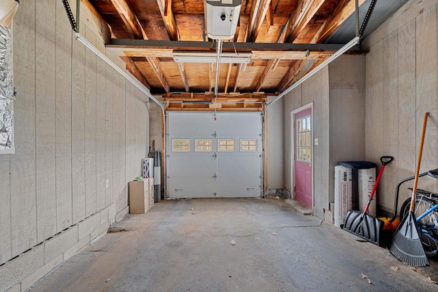 garage with a garage door opener