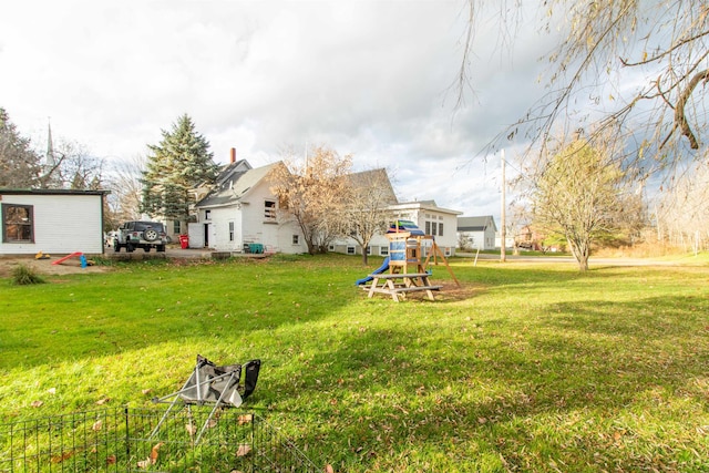 view of yard featuring a playground