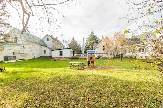 view of yard featuring a playground