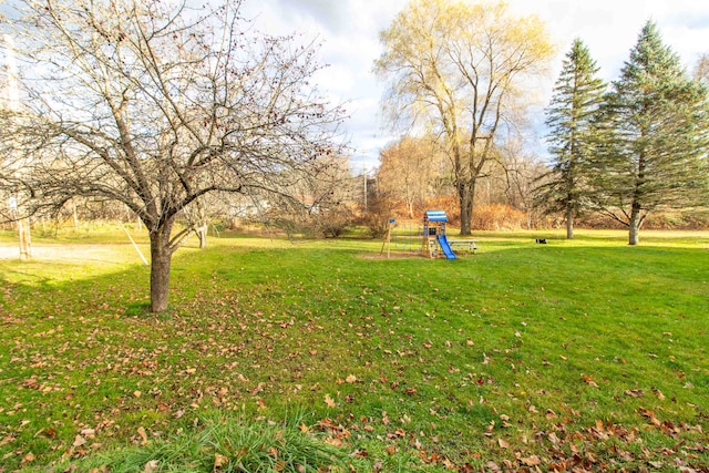 view of yard with a playground