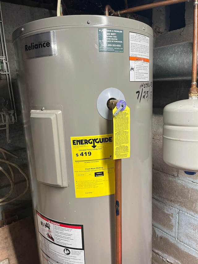 utility room with water heater