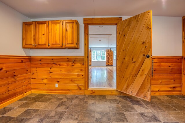 kitchen with wooden walls