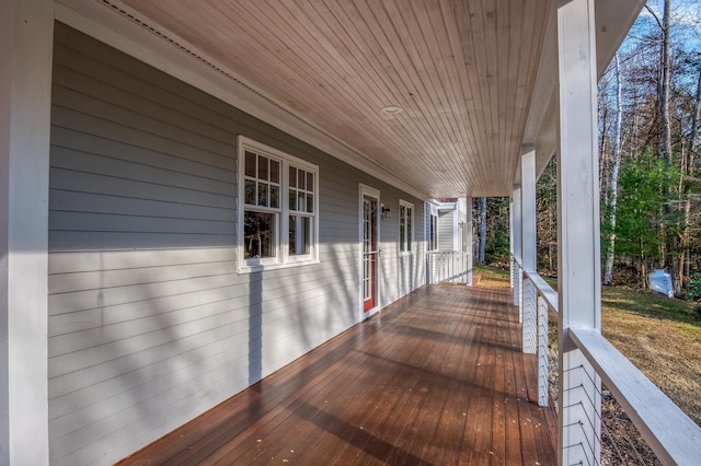 deck featuring covered porch