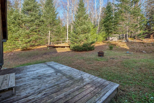 deck with a fire pit