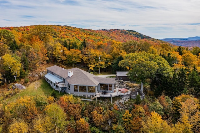 aerial view with a mountain view