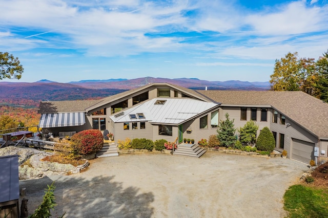 view of front facade with a mountain view