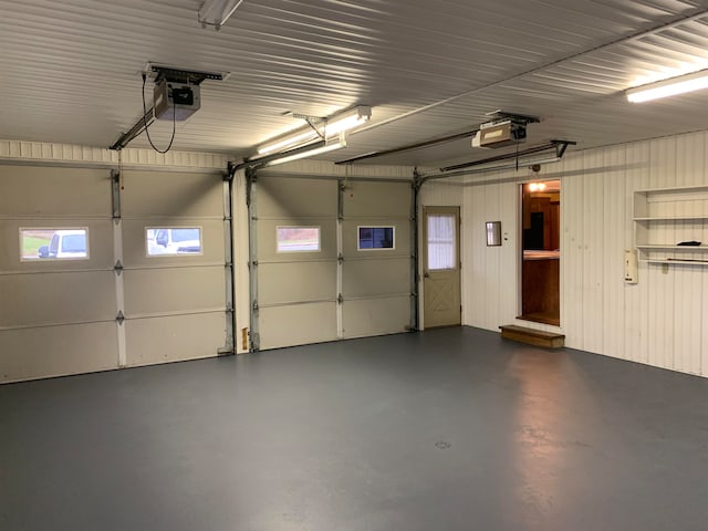 garage with a garage door opener