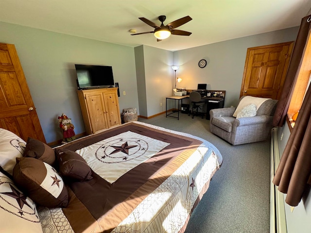 bedroom featuring carpet and ceiling fan