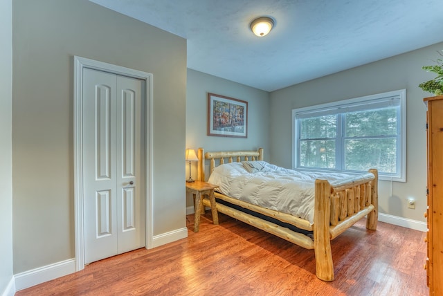 bedroom featuring a closet and hardwood / wood-style flooring