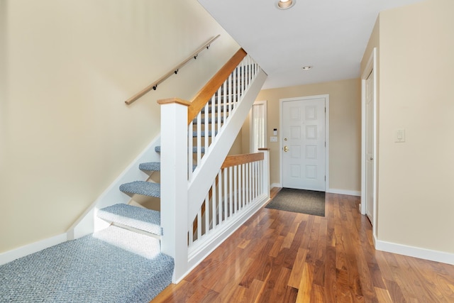 entrance foyer featuring wood-type flooring