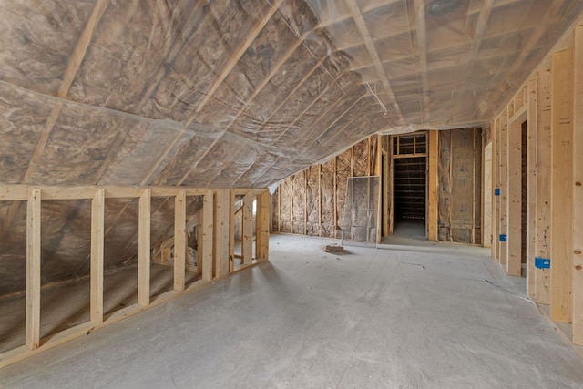 view of unfinished attic