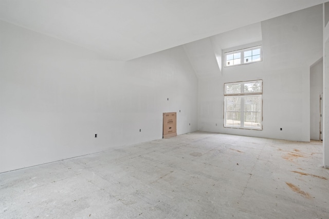 spare room featuring high vaulted ceiling