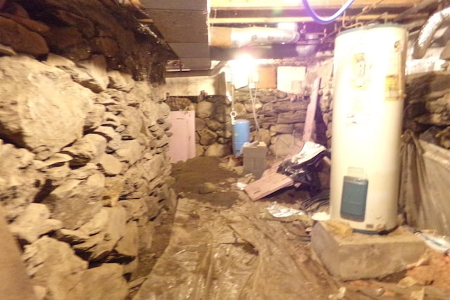 basement with electric water heater