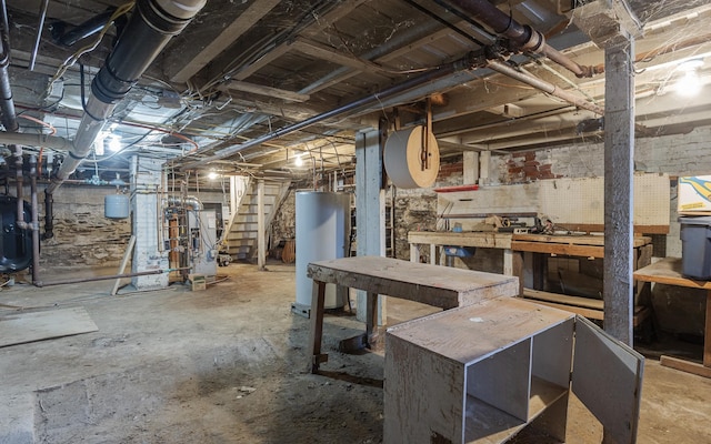 basement featuring gas water heater