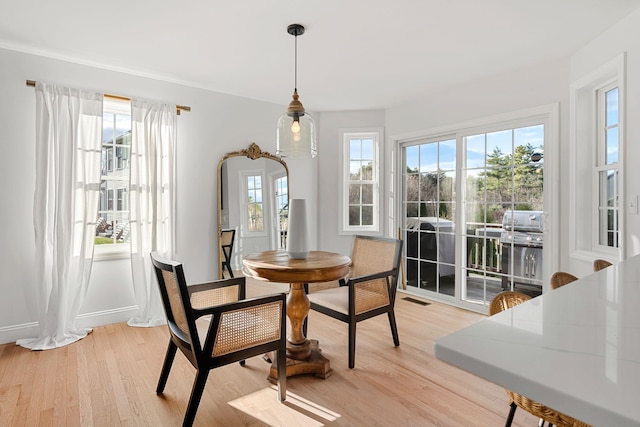 dining room with light hardwood / wood-style floors