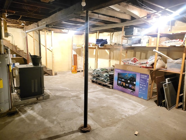 basement with gas water heater