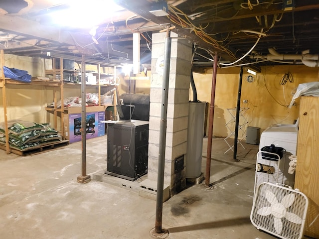 basement featuring gas water heater