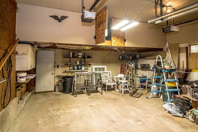 garage with a garage door opener