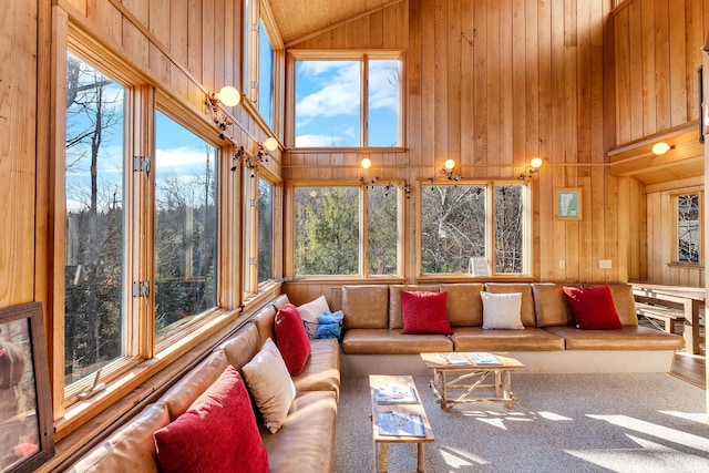 sunroom / solarium with vaulted ceiling