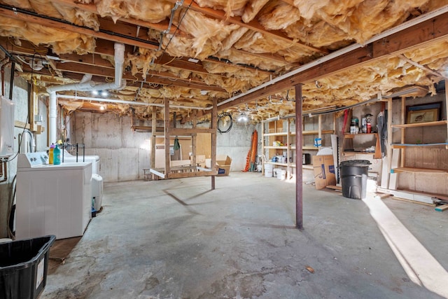 basement featuring washer and dryer