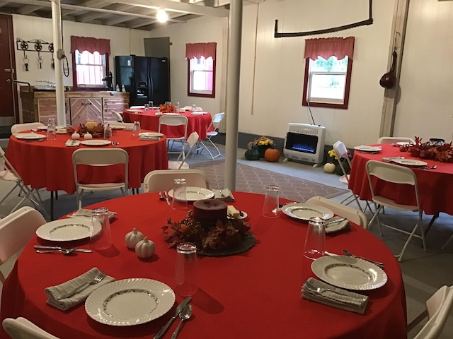 dining space with heating unit