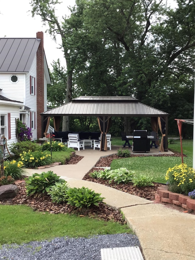 view of yard with a gazebo and a patio