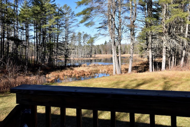 view of yard with a water view