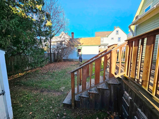 view of yard with a deck