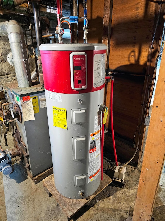 utility room with water heater