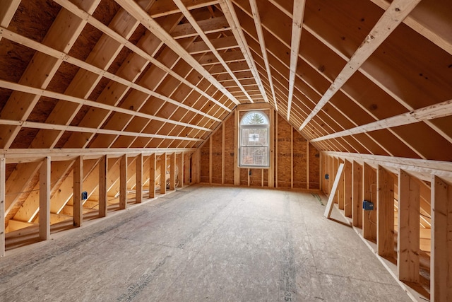 view of unfinished attic