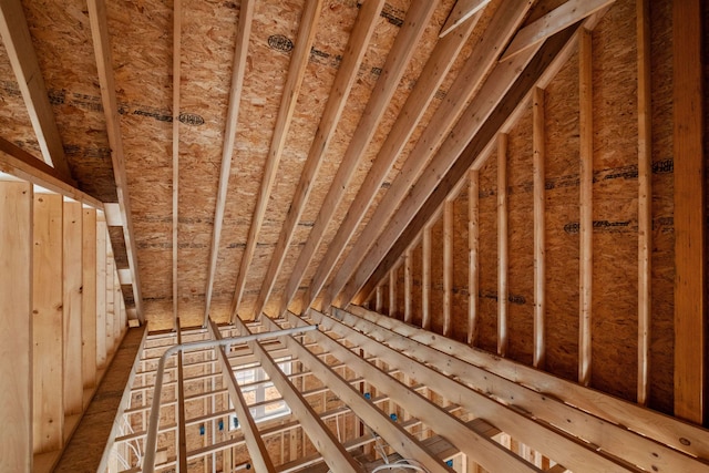 view of unfinished attic