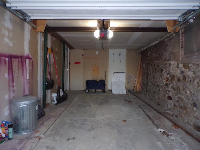 garage with a garage door opener