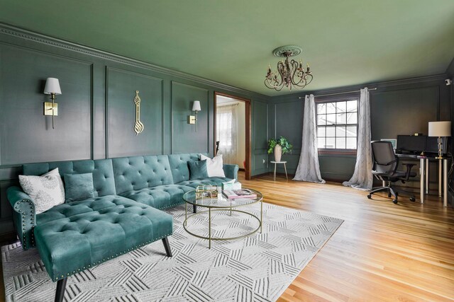 living room with wood-type flooring