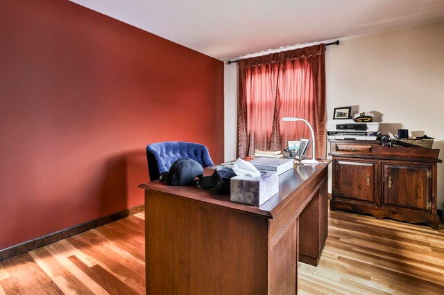 office space featuring light hardwood / wood-style floors