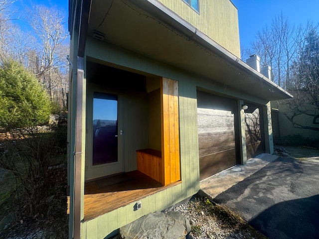 exterior space featuring a garage