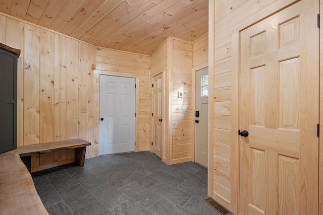 4 Hay Hill Rd, Lincoln, NH 03251 - mudroom featuring wooden ceiling and wooden walls