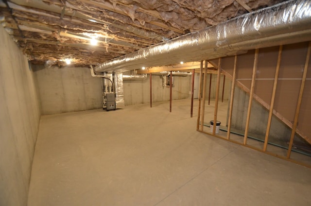 basement with heating unit