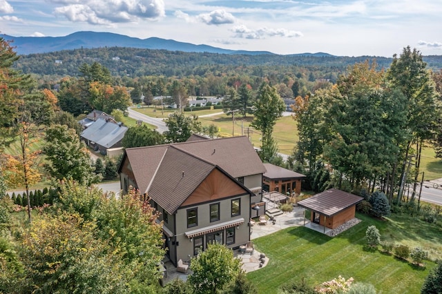 bird's eye view with a mountain view