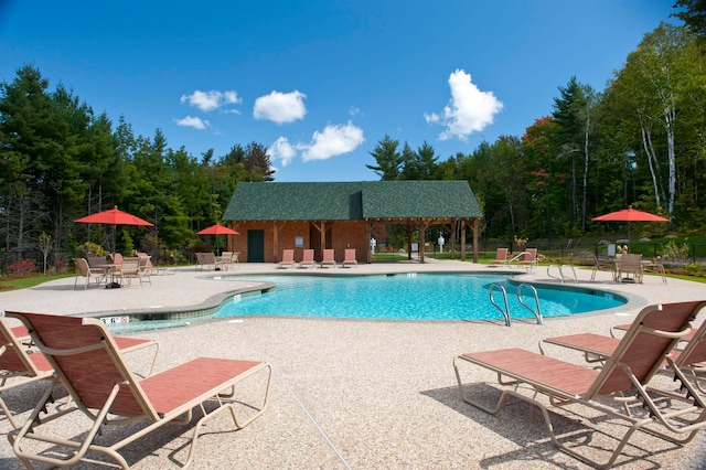 view of pool featuring a patio