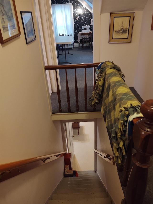 stairs with wood-type flooring