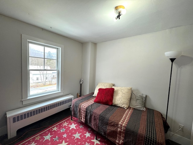 bedroom with radiator heating unit