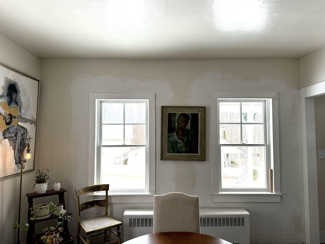 living area featuring radiator heating unit