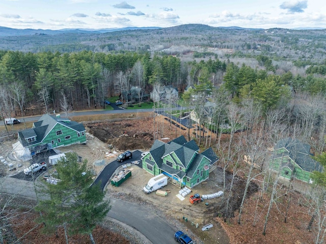 birds eye view of property with a mountain view