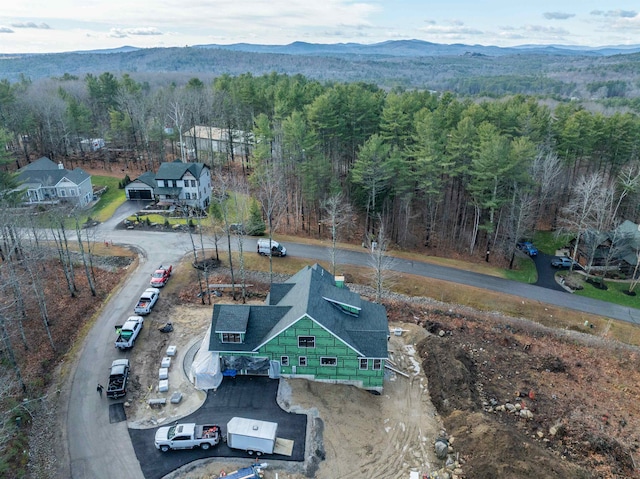 birds eye view of property featuring a mountain view