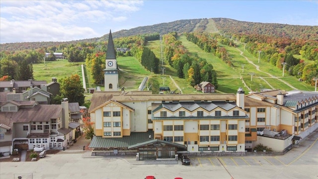 drone / aerial view with a mountain view