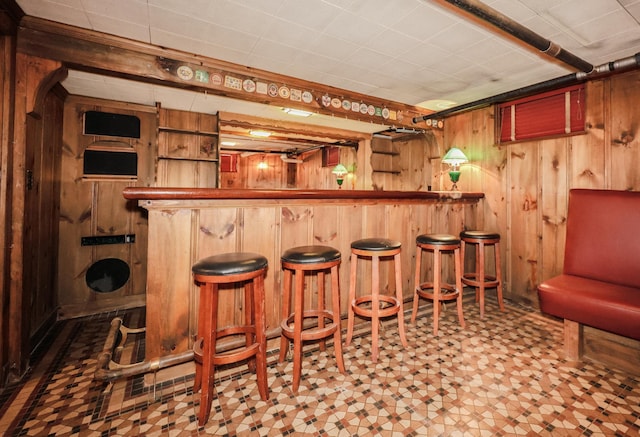 bar with wood walls