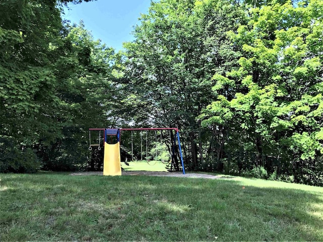 view of yard with a playground